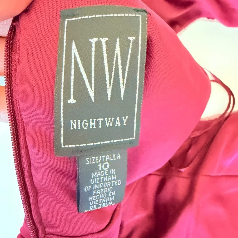 Nightway Womens Sequin Lace Bodice Gown‎ Dress Size 10 Wine Red Formal Event NEW